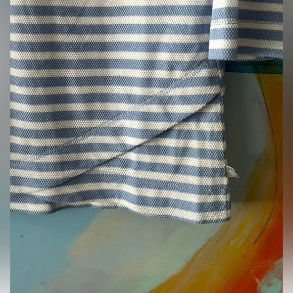Talbots Top Size X Small Color Blue White Striped 3/4 Sleeve V Neck Pullover - Picture 3 of 5